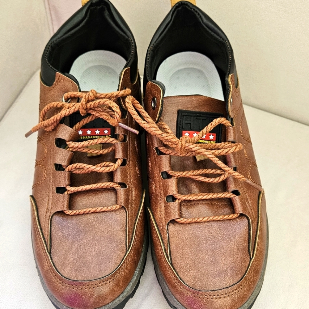 HTF Shoes Men's Brown Leather Lace Up Oxfords  Size  7.